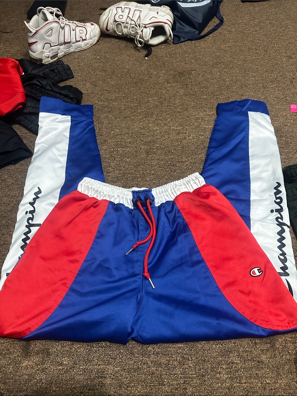 Champion Colorblock Joggers in Blue, Red & White